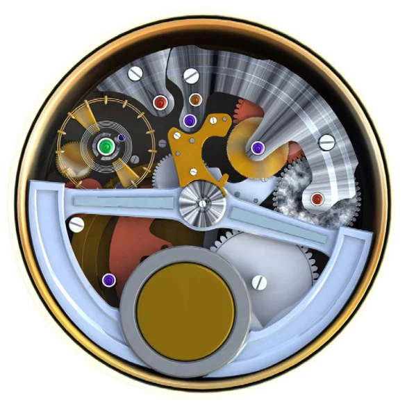 Mechanical clock illustration created as a book cover design